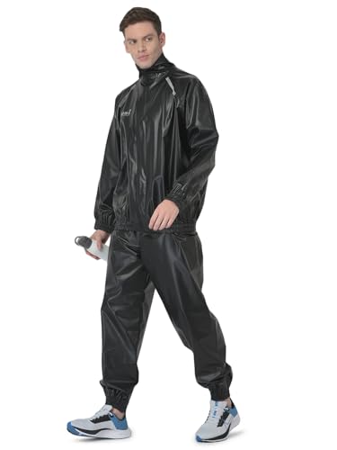 Image of USI UNIVERSAL 415FBT Men's Black Polyester Sauna Suit For Fitness Weight Loss Exercise Gym Training, Sauna Sweat Suit Exercise Gym Suit, Elasticated Arms