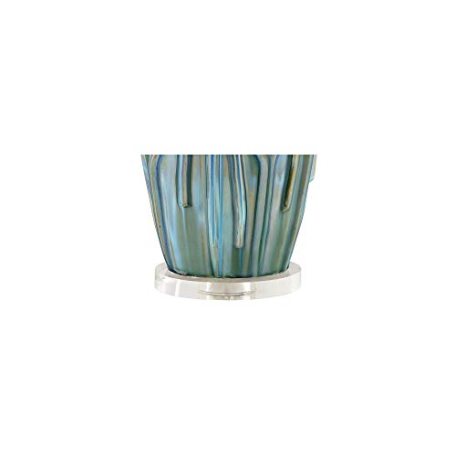 Possini Euro Design Eneya Modern Coastal Modern Table Lamp 31" Tall Ceramic Blue Green Swirl Glaze Neutral Oval Shade For Living Room Bedroom Beach House Bedside Home Office (Color May Vary) #TOP6