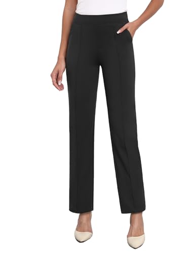 Agenlulu Stretchy Dress Pants for Women Summer High Rise Straight Leg Pants Business Work Slacks, 28