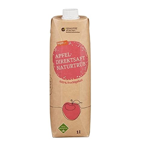 tegut Apfel-Direktsaft naturtrüb 100% Fruchtgehalt 1er Pack (1x 1 l)