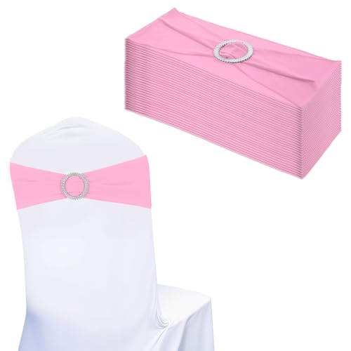Pink Chair Sashes, 30PCS Elastic Spandex Chair Sashes, Bows Chair...