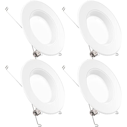 Sunco Lighting 4 Pack Retrofit LED Recessed Lighting 6 Inch, 4000K Cool White, Dimmable Can Lights, Baffle Trim, 13W=75W, 965LM, Damp Rated - Energy Star
