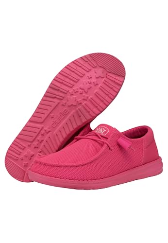 HEYDUDE Wendy Funk Mono Electric Pink Size 6, Women’s Shoes, Slip-on Loafers, Comfortable & Light-Weight