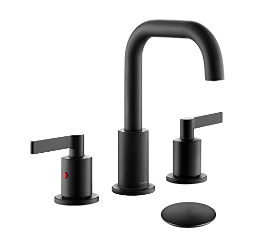 Bathroom Faucet 3 Hole, Matte Black Faucets with Pop-up Drain