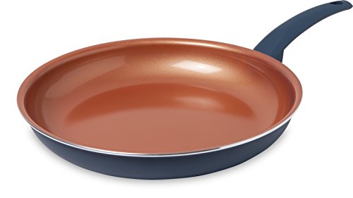IKO Copper Ceramic Non Stick Fry Pan Dishwasher Safe with Soft Touch Handle (8 inch, Blue)
