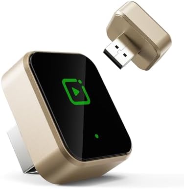 Wireless CarPlay Adapter for iPhone, 2025 Upgraded Converts Wired to Wireless Car Play Dongle, Plug & Play, Auto Connect, Mini Size, Zero Latency, Compatible with Vehicles 2016+& iPhone iOS 10+(Gold)