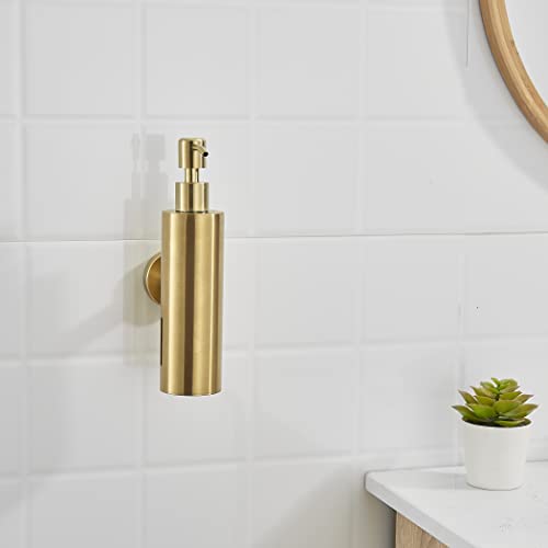 Wolibeer Gold Soap Dispenser, 250Ml Dish Soap Liquid Holder Refillable Shampoo Conditioner Holder Round Stainless Steel Countertop Hand Sanitizer Soap Dispenser Wall Mounted #TOP7