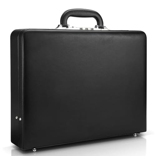 Image of Hard Case Leather Attache for Professionals,Business Briefcase with Lock for Men