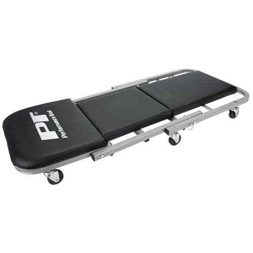 Image of Performance Tool W85018 40-Inch Folding Creeper Rolling Seat, All-in-One Adjustable Roller Garage Chair, Lay Down or Sit, 330LBS Capacity Under Car Roller Creeper with 6 Swivel Casters
