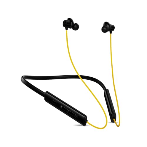 Image of Pro Bluetooth 5.4 Wireless in-Ear Headphones | 60 Hours Playtime | 12.5mm Copper Drivers | Deep Bass | Fast Type-C Charging | Wireless Neckband IPX4 Water Resistant Earphones (Black /Yellow)