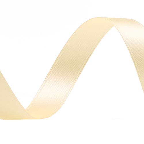 Image of Solid Color Double Faced Ivory /Gream Satin Ribbon 5 /8 inch X 25 Yards, Ribbons Perfect for Crafts, Wedding Decor, Bow Making, Sewing, Gift Package Wrapping and More