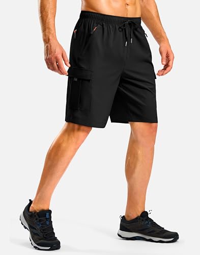 Pudolla Men's Hiking Cargo Shorts with 5 Pockets Lightweight 9" Outdoor Work Casual Shorts for Men Travel Fishing3