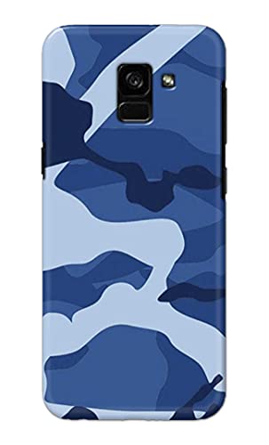 Image of Printed Hard Back Cover Case for Samsung Galaxy A5 2018 | Samsung Galaxy A8 2018 Back Cover (Army Blue Pattern) -1302