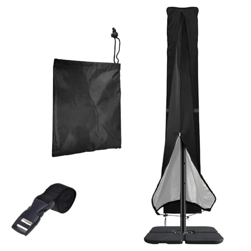 LINTRA Funda Sombrilla Exterior Impermeable, Tela Oxford 210D Protectora para Sombrillas, Negra Impermeable Funda Parasol Jardin, 240 × 57 cm, para Terraza, Piscina, Sombrilla de Mercado
