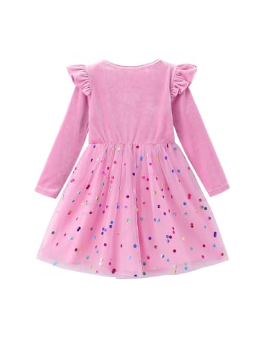 Image of Disney Girls' Tulle Tutu Dress Birthday Party Outfit Baby /Toddler | Officially Licensed, Frozen Elsa, Minnie, Princess, Velvet Top with Belt, Multi-Layer Mesh Skirt, Ruffle Long Sleeve Clothes