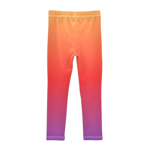 DOMIKING Orange Gradient Blue Girl's Leggings Pants Kids' Yoga Pants Stretchy Athletic Leggings Bottoms 4 Years2