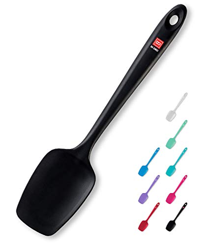 DI ORO Seamless Series Pro Grade Silicone Spoon Spatula - BPA Free Pro-Grade Non-Stick 600ºF Heat-Resistant Rubber Spoonula - Versatile Silicone Kitchen Scraper Utensil for Baking and Cooking Black