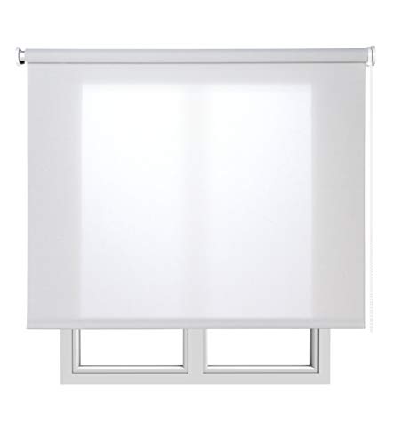 Estores Basic Roller Blind, Fabric 65% PVC-35% Polyester. Aluminum Tube and Hidden counterweight. Metal Brackets with Trim, Grey, 90 x 250 cm