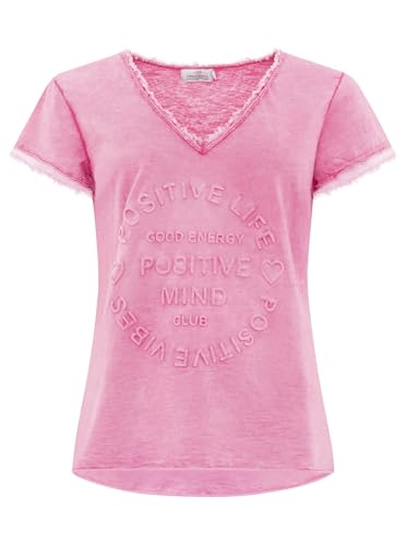 Zwillingsherz Shirt Positiv für Damen Frauen Mädchen - Hochwertiges 100% Baumwolle Oberteil kuschelig weich Sommer Kurzarm Hemd Tail Top V Ausschnitt Fransen Ärmel