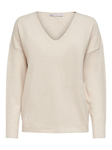 ONLY Damen Strickpullover V-Ausschnitt Sweater Onlrica Life L/S V-Neck Pullo KNT Noos 15224360,Birchdetail:w. Melange,XS – Ansicht 1