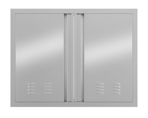Outdoor Kitchen Doors 24W x 24H Inch, Heavy Duty 304 Stainless Steel BBQ Access Door with Recessed Handle & Vents, for Outdoor Kitchen and BBQ Island, Silver