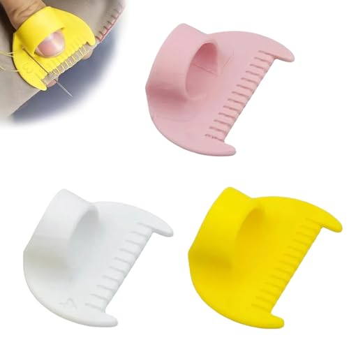 3Pcs Edge Stitch Lock & Sewing Gauge, 3/4mm Needle Gauge Quilting Ruler Measuring Tool, DIY Stitching Tool Quilting with Thumb Guide, Seam Gauge for Sewing, for Straight & Curved Seams (Mix, 4mm)