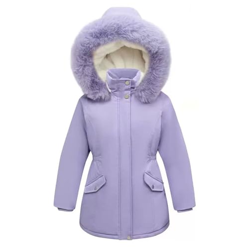 Kids Winter Coat for Girls Thermal Heavyweight Fleece Lined Girls Puffer Jacket Fuzzy Hooded Fall Long Dress Coats