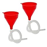 Gasedin 2 PCS Funnels for Automotive Use, Flexible Fuel Funnel with Long Hose, Plastic Wide Mouth Funnel Petrol for Cars Trucks SUVS Motorcycles, Universal Exterior Car Accessories