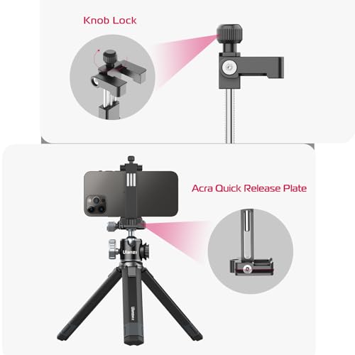image for ULANZI ST-03 Metal Smart Phone Tripod Mount with Cold Shoe Mount and A