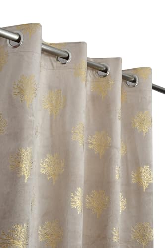 Image of Premium Velvet Window Curtains /Drapes for Drawing Room /Bedroom /Living Room Door - 4x7 feet - Set of 3 Pcs of Panels, Cream & Maroon