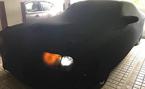 Boobo Custom Fit for 2008-2020 Dodge Challenger R/T, SRT, T/A, SXT, Hellcat Sport Luxury Stretch Satin Cashmere Car Cover (Black)