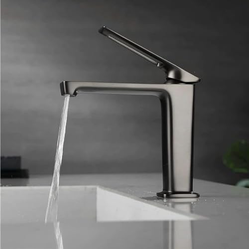 Robinet cascade pour lavabo gris anti-éclaboussures à levier unique - 5