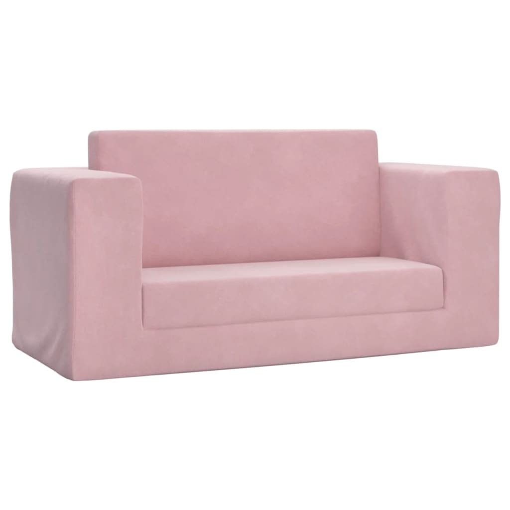 vidaXL Divano Letto per Bambini a 2 Posti Rosa in Morbido Peluche