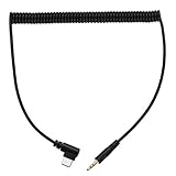 Compatible avec prise jack 2,5 mm pour déclencheur Miops, poignée de télécommande, déclencheur de flash. Câble spiralé d'environ 45 cm, étendu jusqu'à 100 cm
