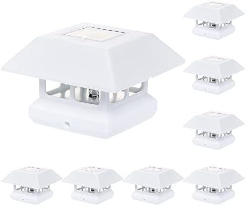 GreenLighting Veranda Solar Post Cap Lights Fits 4x4 Nominal Wood Outdoor Solar Powered Post Cap Light, Fence Post, Landscaping, Deck, Garden- Bright LED, Waterproof White 8 Pack