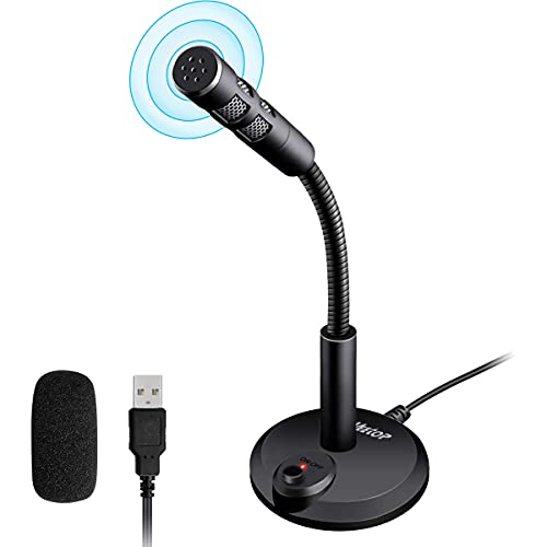 VEEtOP microfono pc, USB Micrófono de Escritorio con botón de Silencio para videoconferencias de Negocios, lecciones en línea, grabación, podcasting, Juegos, Chat, Compatible con PC, portátil, Mac