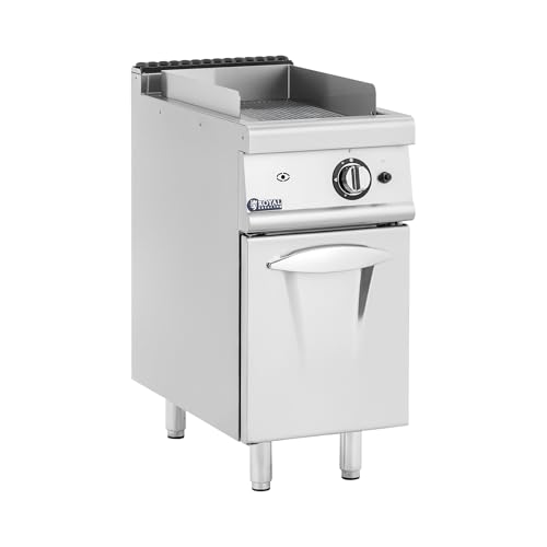 Royal Catering Plancha Fry-Top de Gas 6 kW Ondulada 50-300 °C Propano/GLP/Gas Natural con Mueble Bajo Plancha de gas Plancha de cocina Parrilla de gas Plancha a gas