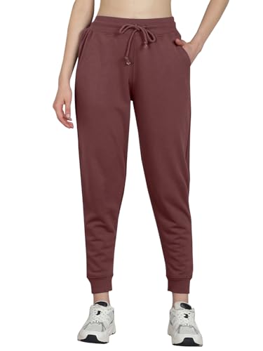 Image of Vogaan Women's Cotton Blend Regular Fit Track Pants | Drawstring Waist Solid Joggers | Super Combed Casual Joggers for Running & Gym