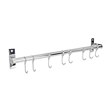 Toyvian Organizador de Cocina de Acero Inoxidable Barra Colgante Ganchos Antióxido para Utensilios y Accesorios Soporte Multifuncional para Pared Hogar