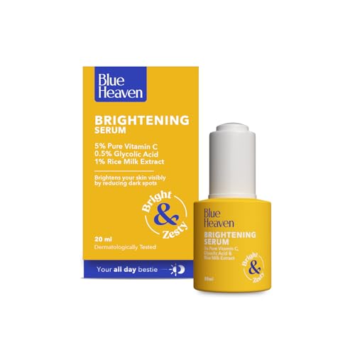 Image of Blue Heaven Brightening 5% Vitamin C Face Serum for Brightening & Glowing Skin | Improves Hydration & Reduces Blemishes | Face Serum for Men and Women, 20ml
