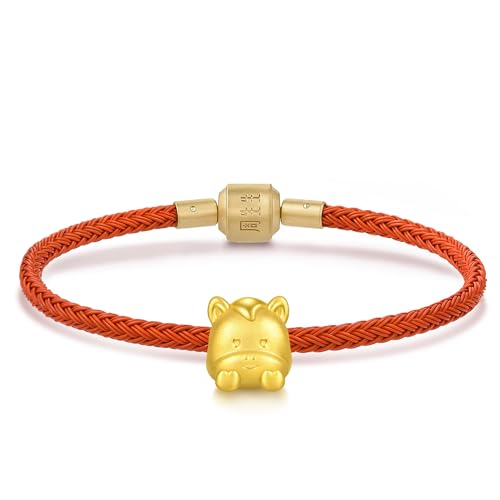 Image of CHOW SANG SANG 999 24K Gold Charme Cute Adorable Mini Chinese Zodiac Horse charm bracelet for Women & Men 17cm 95965C