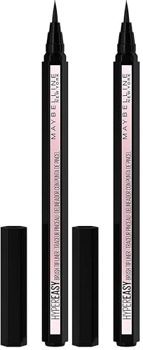 Maybelline New York, Eyeliner Rotulador Líquido, Hyper Easy, Tono: Knockout Black (800) (Paquete de 2)