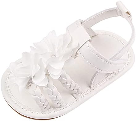 Boys Girls Bow Flat Non-Slip Walking Sandals Sole Summer Shoes Soft Baby Rubber Baby Shoes Baby Girl Coat 3-6 Months (White, 6-12 Months)