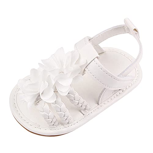 Boys Girls Bow Flat Non-Slip Walking Sandals Sole Summer Shoes Soft Baby Rubber Baby Shoes Baby Girl Coat 3-6 Months (White, 6-12 Months) #TOP29
