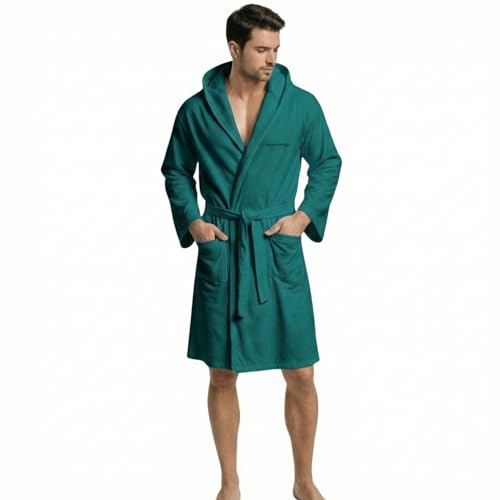 Intimitaly Peignoir en microfibre avec capuche, poches et ceinture, unisexe, séchage rapide, respirant, disponible en différentes couleurs, pétrole, XXL