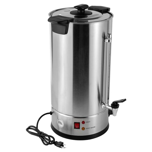 GDIFLS 1.4KW Thermostable Coffee Urn, 25L/6.6Gal Commercial Grade Stainless Steel Coffee Maker Hot Water Urn with Percolator, Anti-Dry Burn, Automatic Brewing for Home, Office