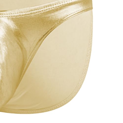 JEsilunmaMY Men's Metallic Shiny Bikini Briefs Low Rise Bulge Pouch Bikini Swimsuit Sexy Panties G-String Thongs Underpants4