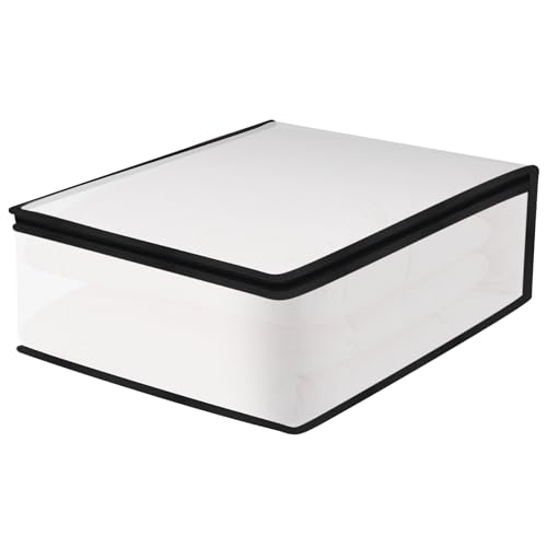 Underbed Storage Bags, White With Zipper for Sweaters, Blankets, Quilts, Clothes, Bedding - PEVA Closet Comforter Organizer With Handles, Small