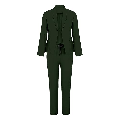 Blazer Sets Women 2 Piece Outfits Business Casual Outfits 2025 Dressy Casual Pant Suits Plus Size Wide Pants Suit4