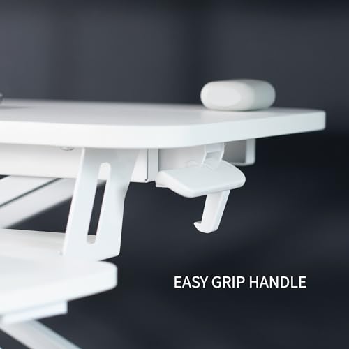Image of VIVO Height Adjustable 32 inch Standing Desk Converter with Dual 13 to 30 inch Monitor Stand, Sit Stand Monitor Mount and Desk Riser, White, DESK-V000K-M2W